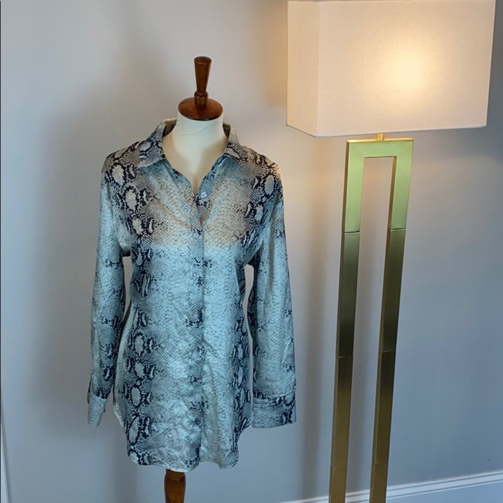 Asos Snake Print Button Down Blouse - image 1